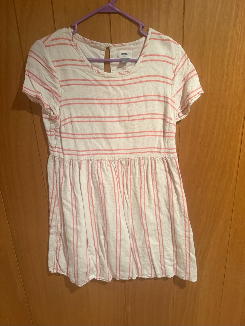Old Navy White Dress with Pink Stripes